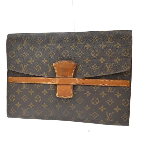 LOUIS VUITTON Clutch Hand Bag Monogram Leather Brown France 04KB067 - Picture 1 of 13